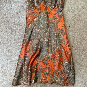 Paisley Print Orange Dress